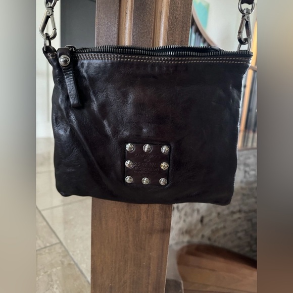 Campomaggi Free People Dark Brown Distressed Leather Patchwork Crossbody Bag - Picture 3 of 12